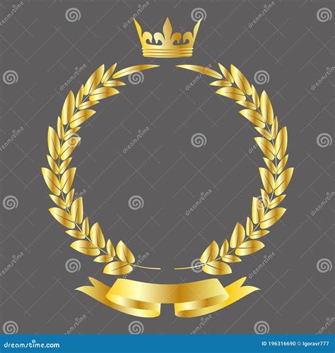 Vector Award Gold Crown and Ribbon Banner with Gold Laurel Wreath Stock ...