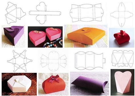 several pictures of different shapes and sizes of boxes with bows on the top one is made out of ...