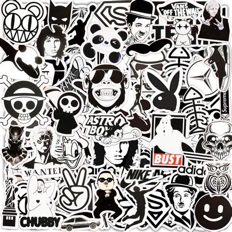 Buy Jackify Stickers Pack[55pcs], Black White Vinyl Graffiti Sticker for Kids Teens Adults ...