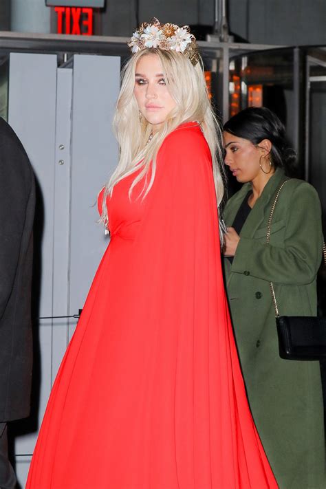 Kesha in a Red Gown Dress - Arriving at the Grammys 2018 After Party in New York City • CelebMafia