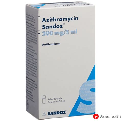 Buy online Azithromycin Sandoz Suspension 200mg/5ml 30ml at SWISS TABLETS