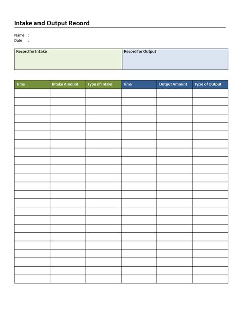 Intake and Output Chart - Dowload this free printable Intake and Output ...