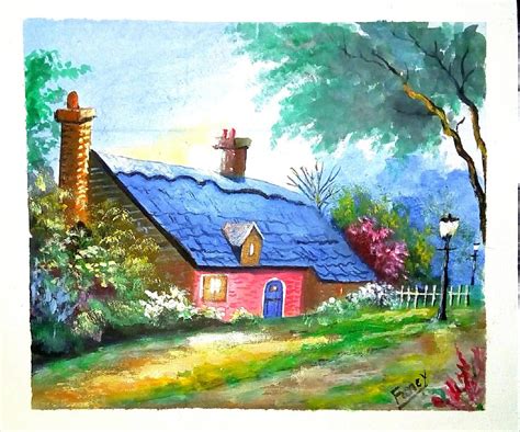 Beautiful Rest House Scenery PaintingAcrylic Painting Tutorial🎨---🎨---🎨