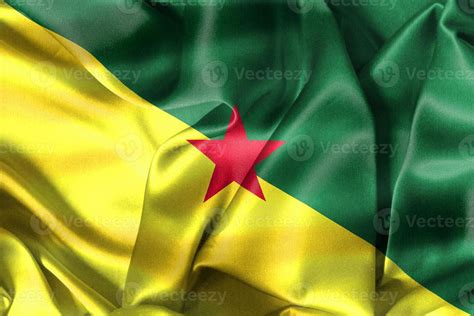 French Guiana flag - realistic waving fabric flag 12890562 Stock Photo ...