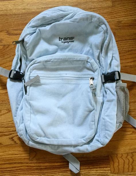 Large Trans Jansport White Corduroy Double Zipper Backpack | Zipper ...