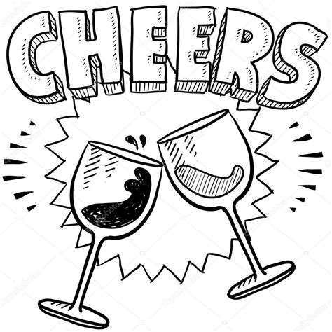 Cheers wine glass toast sketch — Stock Vector © lhfgraphics #17615873