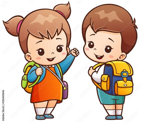 Vector illustration of Cartoon Kids Going to School vector de Stock ...