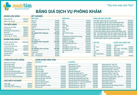 Bảng Giá Dịch Vụ Khám Bệnh | Phòng Khám Đa Khoa Minh Tâm