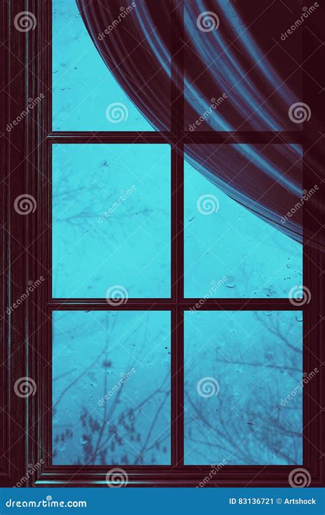 Wooden Window with Raindrops Stock Illustration - Illustration of ...