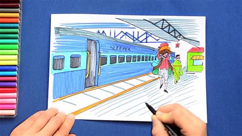 35++ Railway Station Scene Drawing Easy | Logete