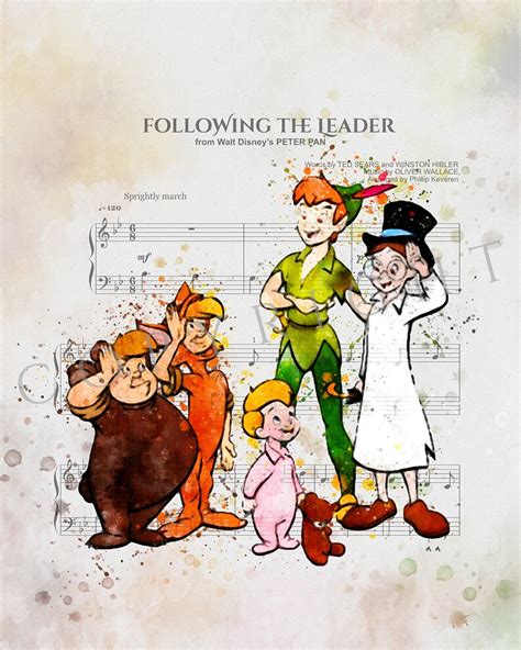 Peter Pan print Music sheet print Lost Boys poster Disney | Etsy