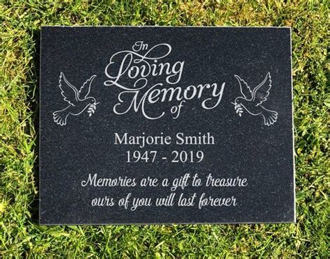 Large Personalised In Loving Memory Granite Memorial Grave Plaque Headstone - Dove Design in ...