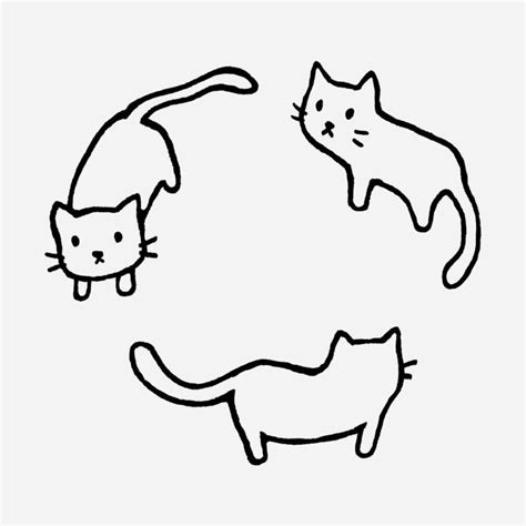 Three Cats | Cat tattoo, Cat doodle, Doodles