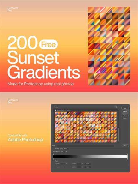 200 Free Sunset Photoshop Gradients