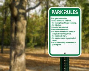 Park Signs, Brown Park Guide Signs, Park Rules Signs