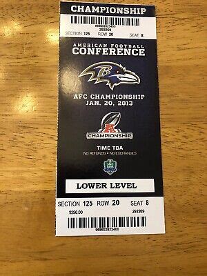 2012 Baltimore Ravens Phantom AFC Championship Football Game Ticket MINT!! | eBay