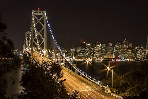 "Bay Bridge at Night III" by Richard Thelen | Redbubble