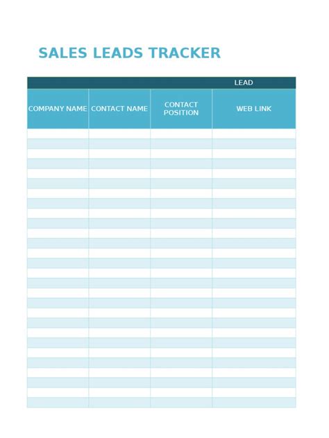 Sales Leads Tracker Template