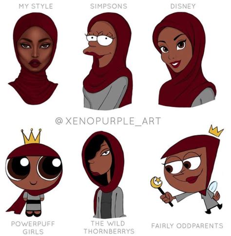 Hijabi versions of cartoon characters by Samiira Wali : r/Hijabis