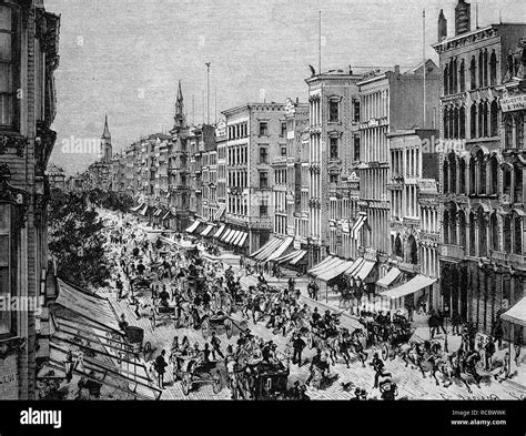 Broadway in 1888, New York, USA, historical engraving, 1888 Stock Photo - Alamy