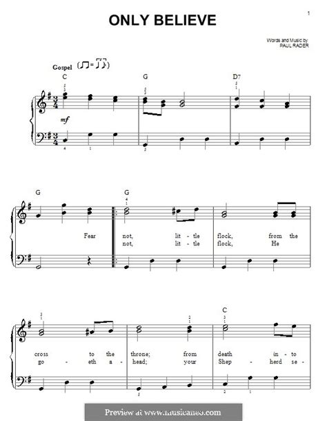 Only Believe (Elvis Presley) by P. Rader - sheet music on MusicaNeo