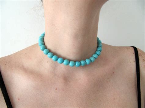 Turquoise Choker Beaded Turquoise Choker Necklace Turquoise Necklace ...