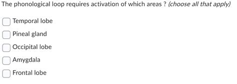 Solved The phonological loop requires activation of which | Chegg.com