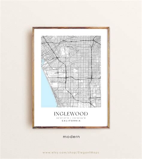 Inglewood California Map Inglewood CA Map Inglewood City - Etsy