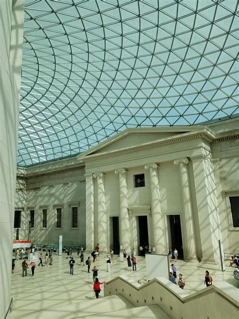 Inside of the British museum. It's oddly satisfying the way the ceiling creates all these lines ...