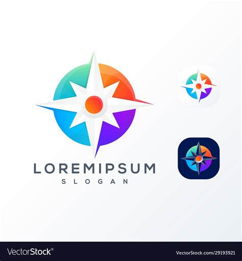 Colorful compass logo design premium Royalty Free Vector