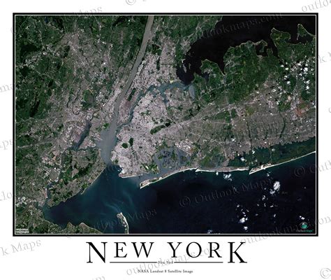 New York City Area Satellite Map Print | Aerial Image Poster