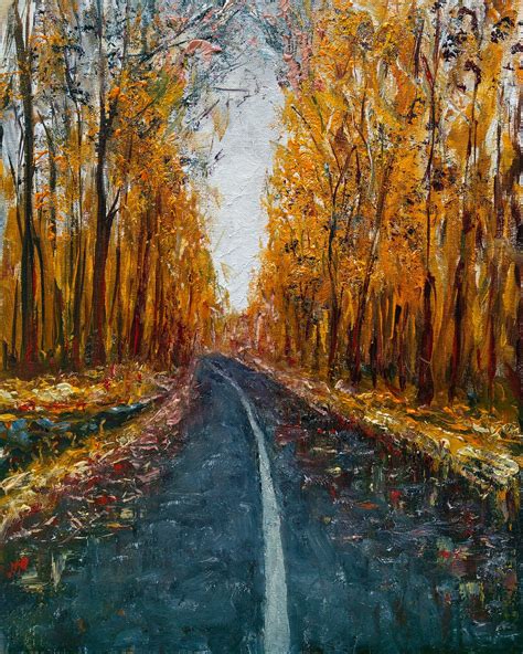 Autumn Road Original Handmade Oil Painting Canvas Board | Etsy