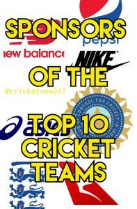 Official sponsors of the top ten cricket teams – Cricket Now 24/7