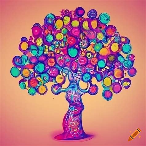 Colorful pop art tree on Craiyon