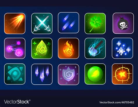 Fantasy game skill icons Royalty Free Vector Image