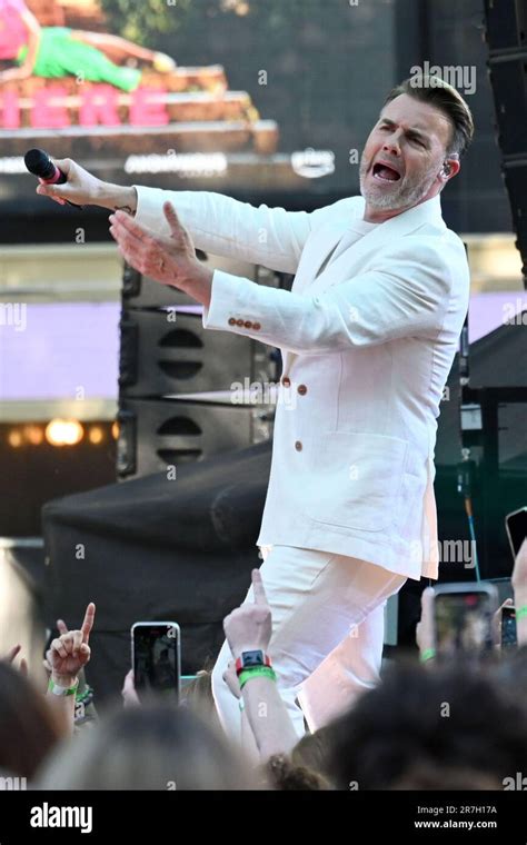 London, UK. 15th June, 2023. Gary Barlow of Take That exclusive live performance at the World ...