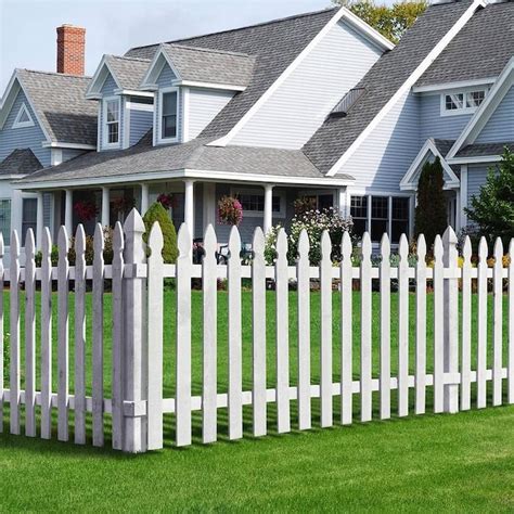 Outdoor Essentials (Actual: 3.5-ft x 8-ft) White Cedar Spaced Picket French Gothic Wood Fence ...