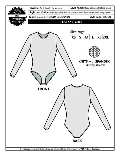 Basic LEOTARD Pattern BLOCK & SLEEVE for Knit Fabric spandex | Etsy in 2020 | T shirt sewing ...