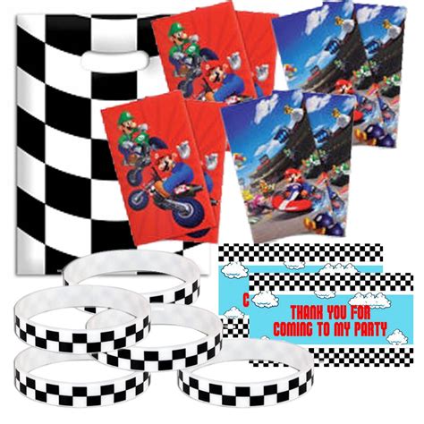 12 Mario Kart Favors Sets: Party Bags, Wristbands, Stickers, Notepads, Tags | eBay