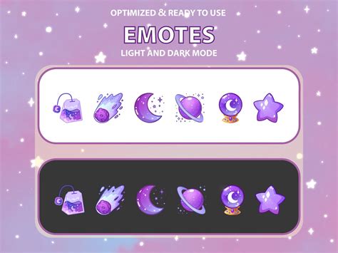 Purple Celestial Emote Set Cute Twitch Emote Design Twitch - Etsy