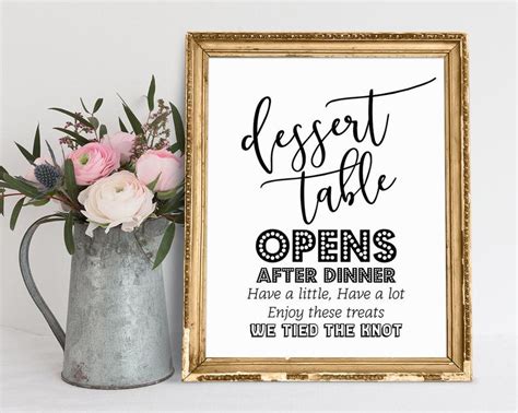 Dessert Table Sign Wedding Signs Dessert Table Opens After | Etsy in 2021 | Dessert table sign ...