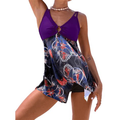 BIKINX Women's Plus Size Swimsuits Tankini Bathing Suits for Women Tummy Control Swim Dress Two ...