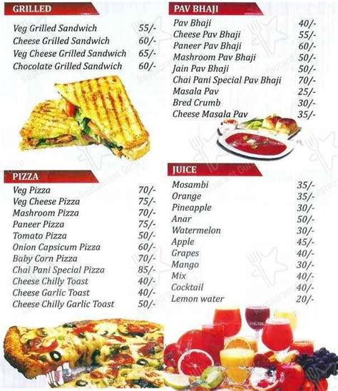 Menu at Hotel Chai Pani, Pimpri-Chinchwad