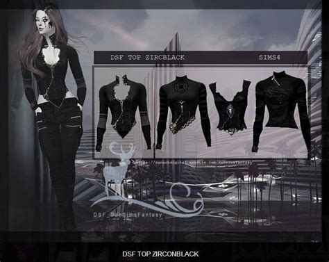 Sims 4 CC's - The Best: Gothic shirt available in 4 variants. DSF TOP ZIRCONBLACK | Sims 4 ...