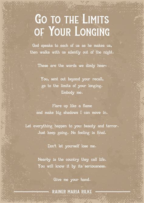 Rainer Maria Rilke Go to the Limits of Your Longing Poem Art - Etsy UK ...