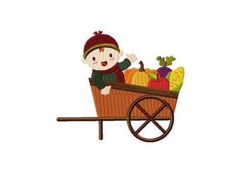 Autumn Baby Harvest Cart Machine Embroidery Design – Daily Embroidery