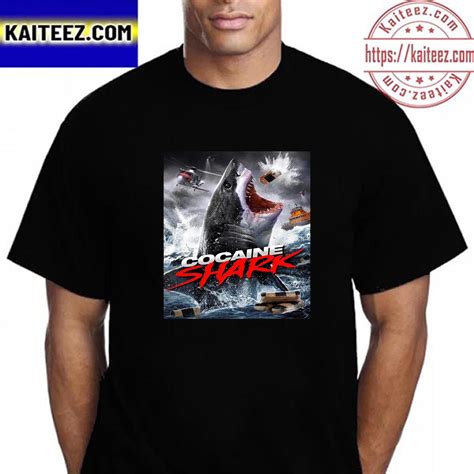 Cocaine Shark Official Poster Movie Vintage T-Shirt - Kaiteez