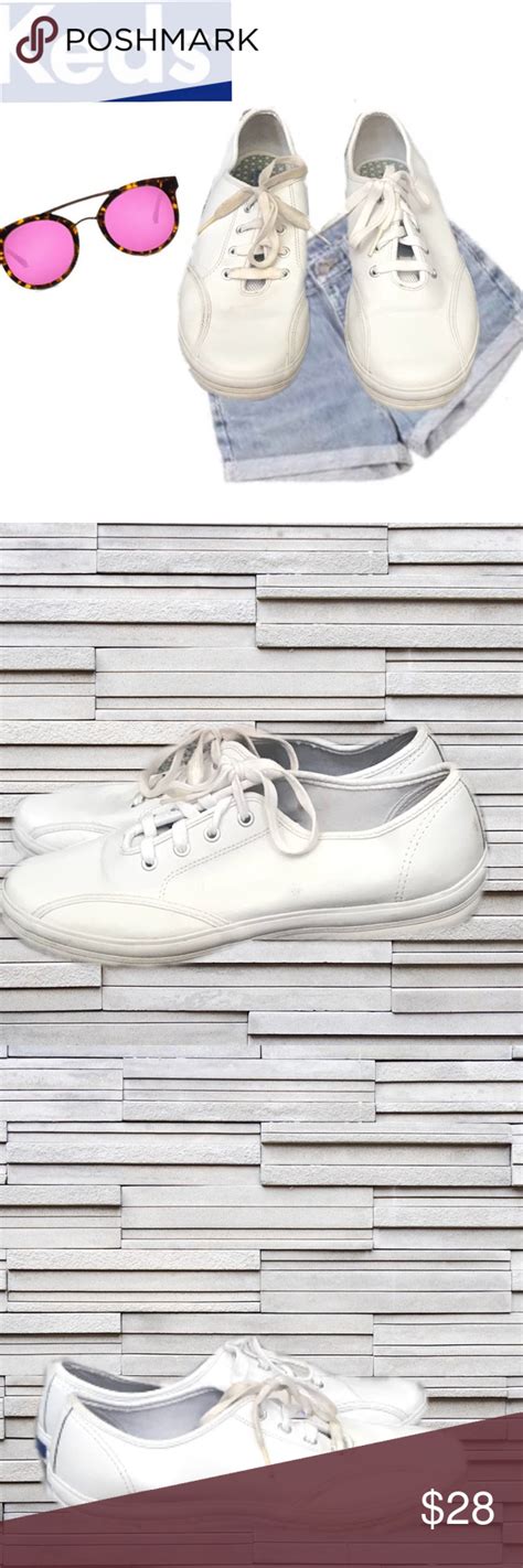 Keds White Leather Sneakers Sz. 8.5 | White leather sneakers, White leather tennis shoes ...