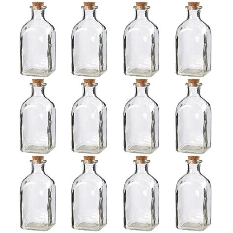 Juvale Clear Glass Bottles with Cork Lids (12 Pack) | Glass bottles ...