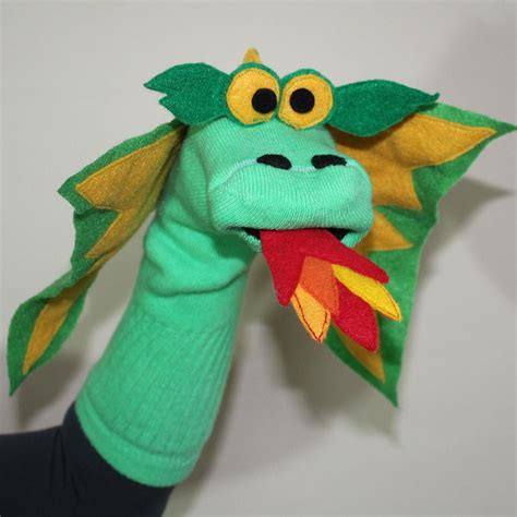 Gorgeous Green Dragon Couture Sock Puppet with Removable Fire | Sock ...